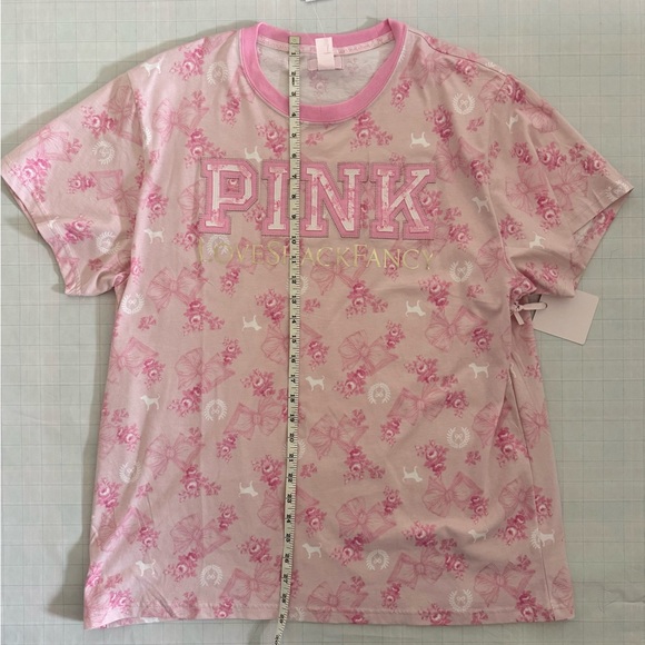 Victoria's Secret PINK x LoveShackFancy Campus Cotton Tee NWT size large - Picture 7 of 12